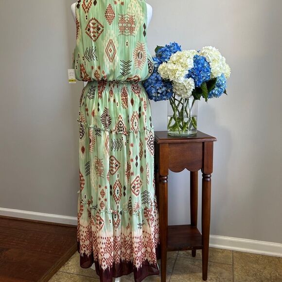 Taylor Green and Brown Sleeveless Sundress - Picture 9 of 11